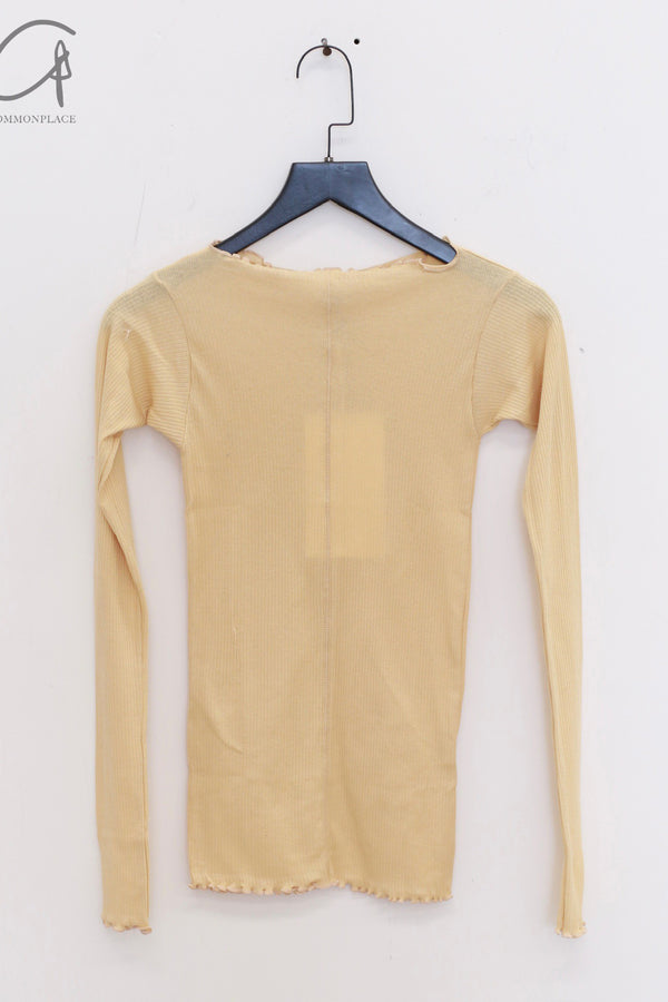 BASERANGE ribbed cotton long-sleeved top T-shirt TTPAL series collection France BAS-TTPAL-RB-SP25-HEN YELLOW TTPAL-RB-000